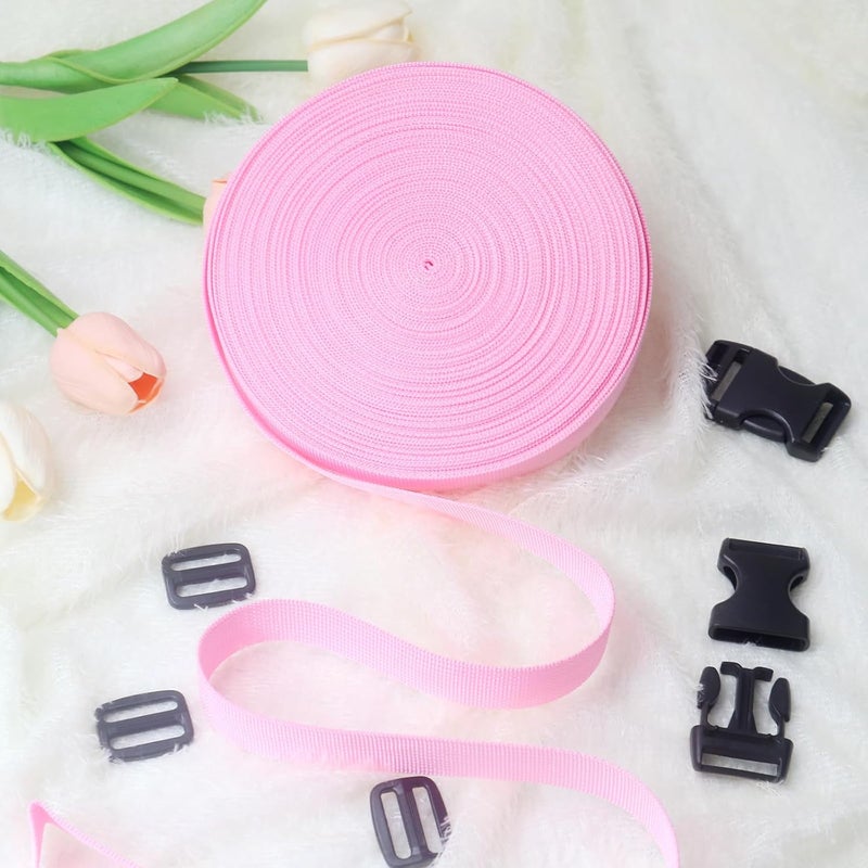 ZHFMLY Pink Webbing Straps 1 Inch-Durable Polypropylene Straps with Buckles,20 Yards Strapping for Tie-Downs,Camping, Climbing, Outdoor & Indoor Crafting, DIY Bags, Lawn Chair Replacement, and Seat Belts - Image 4